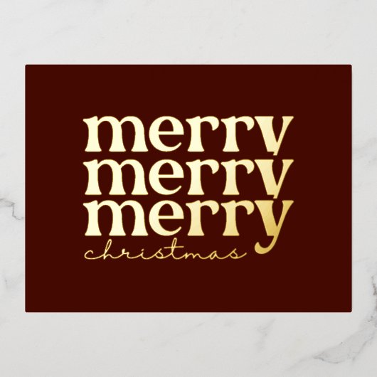 Vroege kersttekst groet rood goud folie feestdagen briefkaart (Voorkant)