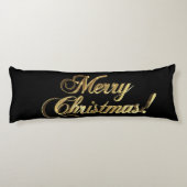 Vroege kersttekst Modern Black en Gold Lichaamskussen (Achterkant)