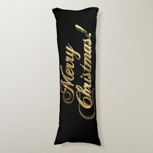 Vroege kersttekst Modern Black en Gold Lichaamskussen (Voorkant Verticaal)