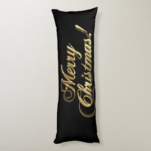 Vroege kersttekst Modern Black en Gold Lichaamskussen (Achterkant (Verticaal))