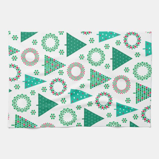 Vroege kersttouwen en bomen theedoek (Horizontaal)