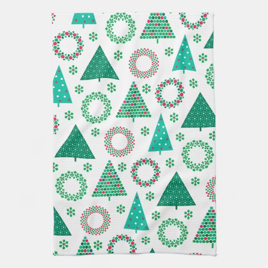 Vroege kersttouwen en bomen theedoek (Verticaal)