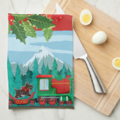 Vroege kersttrein theedoek (Quarter Fold)