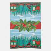 Vroege kersttrein theedoek (Verticaal)