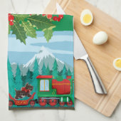 Vroege kersttrein theedoek (Quarter Fold)