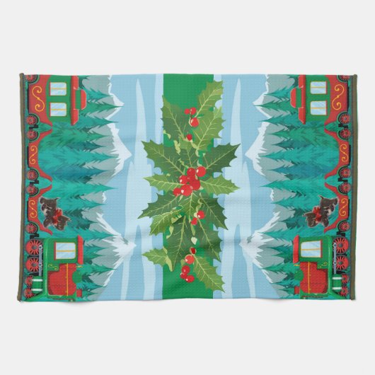 Vroege kersttrein theedoek (Horizontaal)