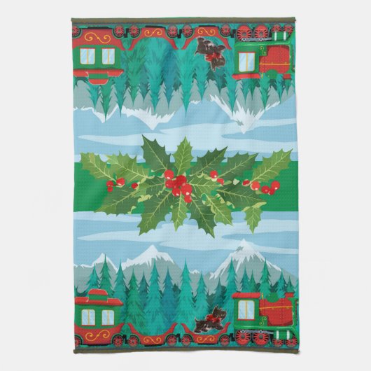 Vroege kersttrein theedoek (Verticaal)