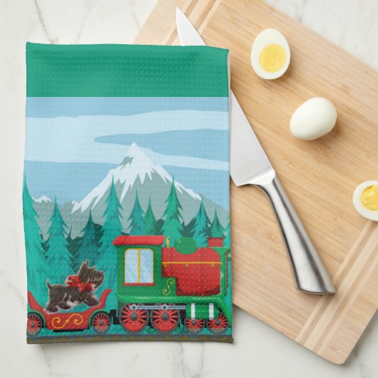 Vroege kersttrein theedoek (Quarter Fold)