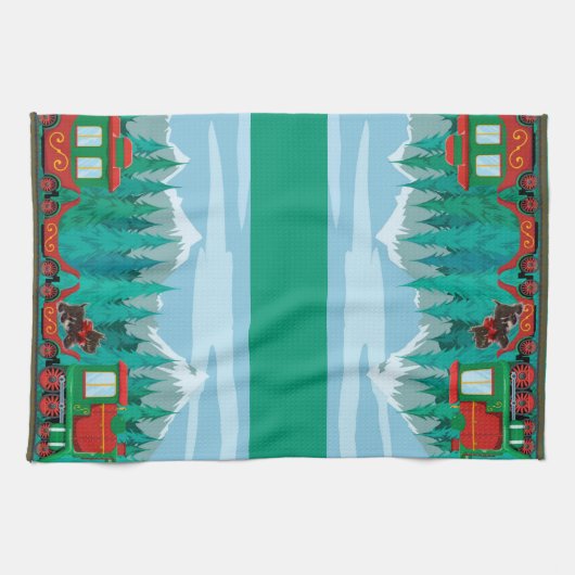 Vroege kersttrein theedoek (Horizontaal)