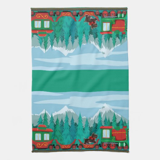 Vroege kersttrein theedoek (Verticaal)
