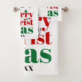 Vroege kersttypografie en  elementen bad handdoek