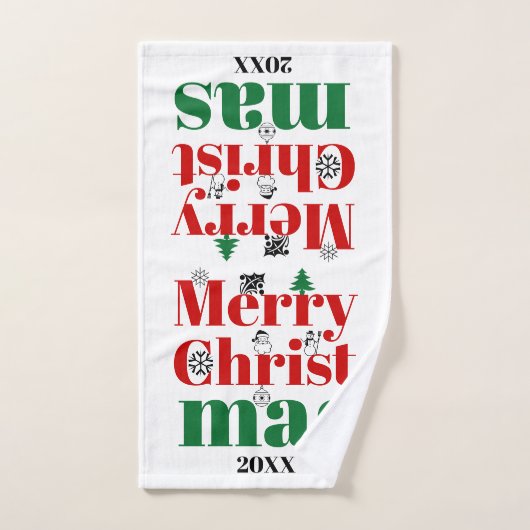 Vroege kersttypografie en  elementen bad handdoek (Handdoek)