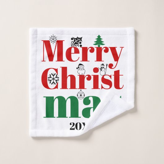 Vroege kersttypografie en  elementen bad handdoek (Wasdoekje)