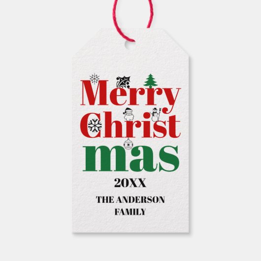 Vroege kersttypografie en  elementen cadeaulabel (Achterkant)