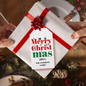 Vroege kersttypografie en  elementen cadeaulabel