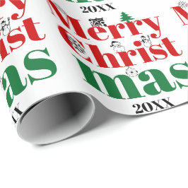 Vroege kersttypografie en elementen cadeaupapier