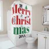 Vroege kersttypografie en  elementen douchegordijn (In situ)