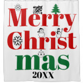 Vroege kersttypografie en  elementen douchegordijn (Voorkant)