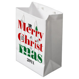 Vroege kersttypografie en  elementen medium cadeauzakje