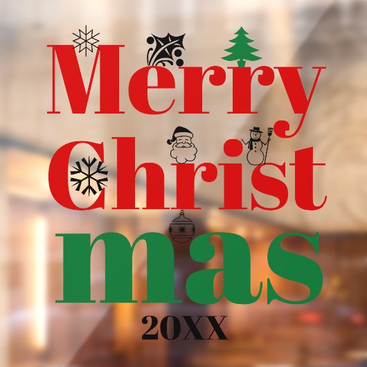 Vroege kersttypografie en elementen raamsticker (Vel 2)