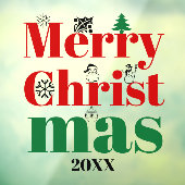 Vroege kersttypografie en elementen raamsticker (Vel 3)