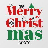 Vroege kersttypografie en  elementen raamsticker (Vel)