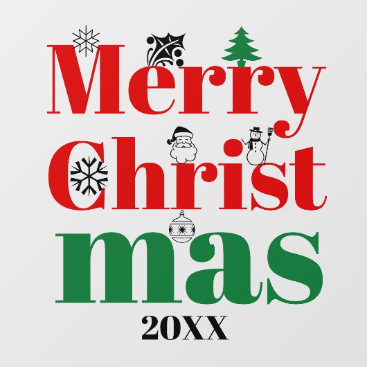 Vroege kersttypografie en  elementen raamsticker (Vel)