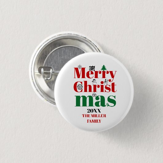 Vroege kersttypografie en  elementen ronde button 3,2 cm (Voorkant /achterkant)