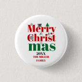 Vroege kersttypografie en  elementen ronde button 3,2 cm (Voorkant)