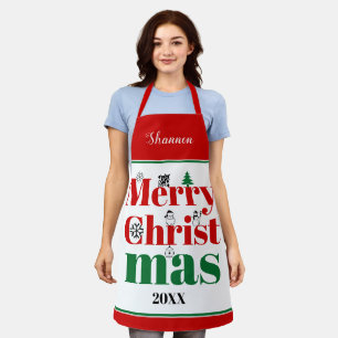Vroege kersttypografie en elementen schort