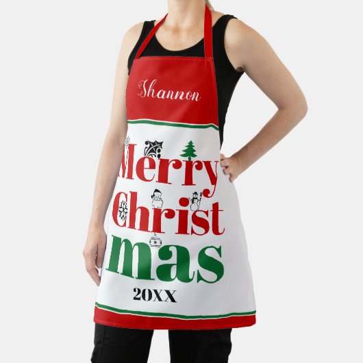 Vroege kersttypografie en  elementen schort (Insitu)