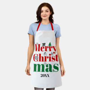 Vroege kersttypografie en elementen schort
