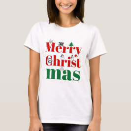 Vroege kersttypografie en  elementen t-shirt