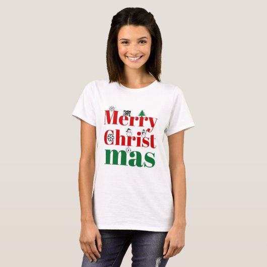 Vroege kersttypografie en  elementen t-shirt (Voorkant volledig)