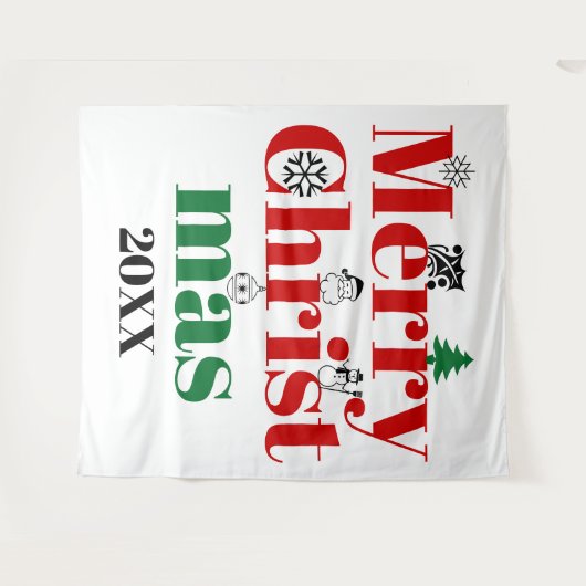 Vroege kersttypografie en  elementen wandkleed (Voorkant (horizontaal))