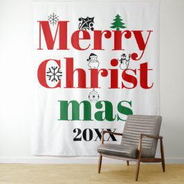 Vroege kersttypografie en elementen wandkleed