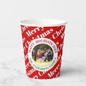 Vroege kersttypografie en fotovakantie papieren bekers (Achterkant)