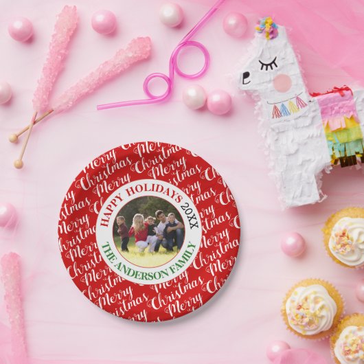 Vroege kersttypografie en fotovakantie papieren bordje (Feest)