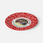 Vroege kersttypografie en fotovakantie papieren bordje (Gekanteld)