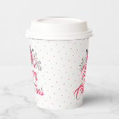 Vroege kersttypografie en kerstbloemen papieren bekers (Links)