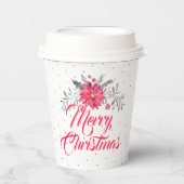 Vroege kersttypografie en kerstbloemen papieren bekers (Voorkant)