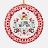 Vroege kersttypografie en kerstboomkreeft keramisch ornament (Voorkant)