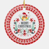 Vroege kersttypografie en kerstboomkreeft keramisch ornament (Achterkant)