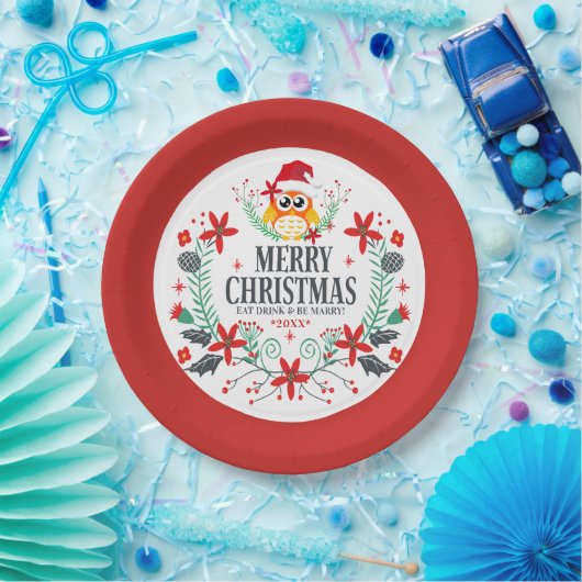 Vroege kersttypografie en kerstboomkreeft papieren bordje (Feest)