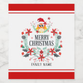 Vroege kersttypografie en kerstboomkreeft wijn etiket (Enkel label)