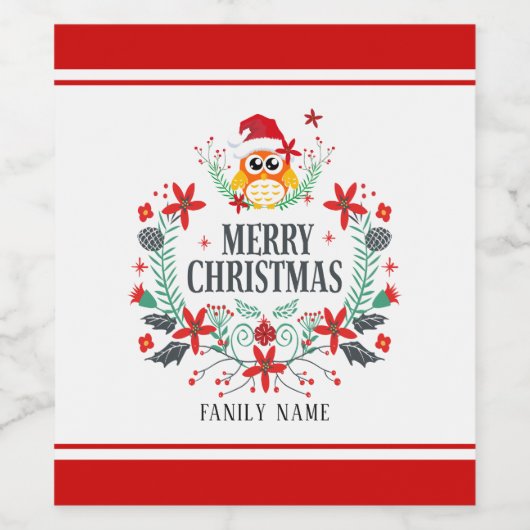 Vroege kersttypografie en kerstboomkreeft wijn etiket (Enkel label)