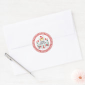 Vroege kersttypografie en kerstboomkreeften ronde sticker (Envelop)