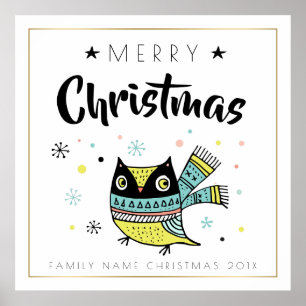 Vroege kersttypografie en kerstboomwortel poster