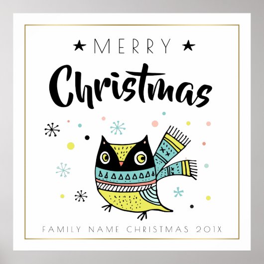 Vroege kersttypografie en kerstboomwortel poster (Voorkant)