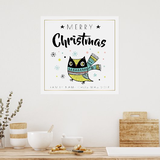 Vroege kersttypografie en kerstboomwortel poster (Keuken)